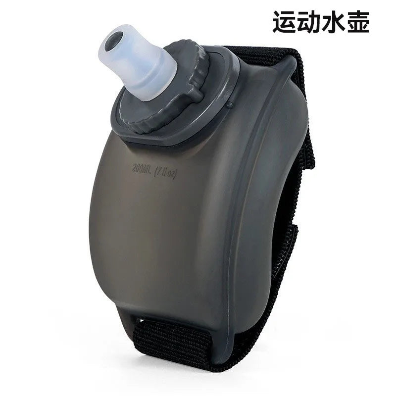 Hands-Free Wrist Water Bottle | Leak-Proof Silicone, 300ml Wrist Water Bottle Qme black