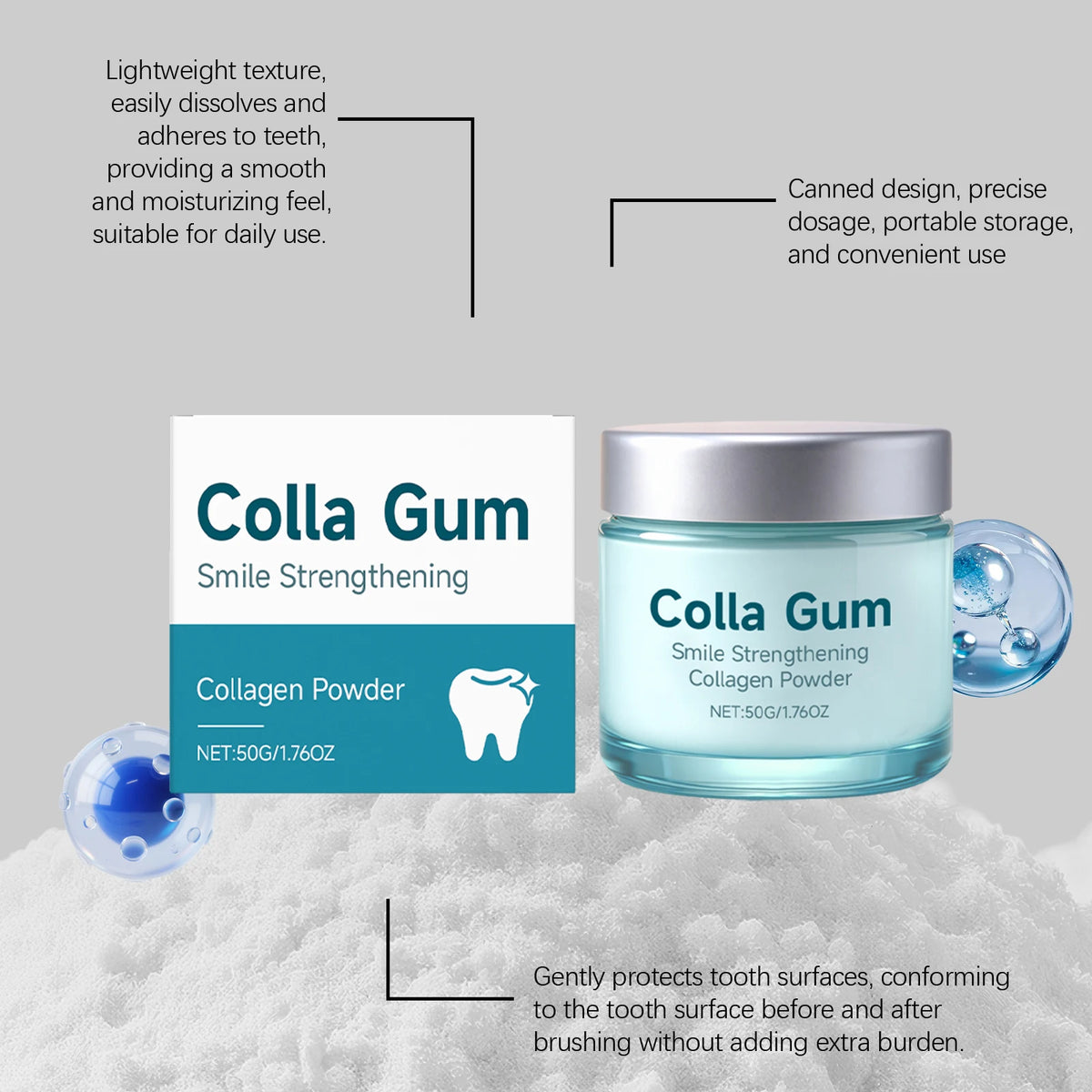 Collagen Brightening Tooth Powder – Hydroxyapatite Oral Care Tooth Powder Qst