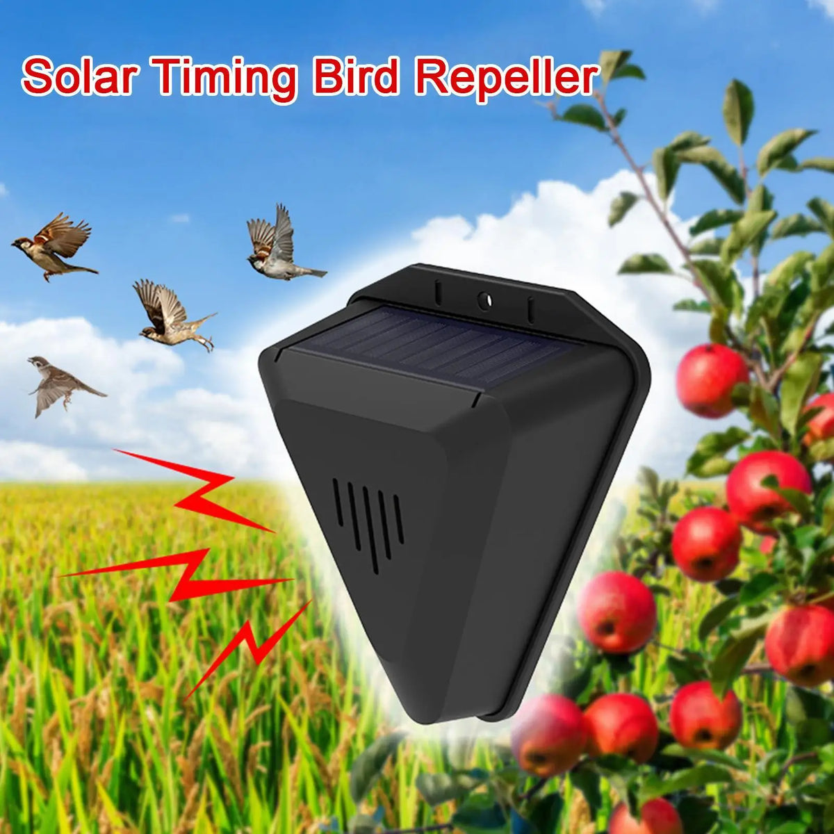 Solar Bird Repeller Outdoor – 13 Sound Modes, Waterproof Solar Animal Repeller Qme