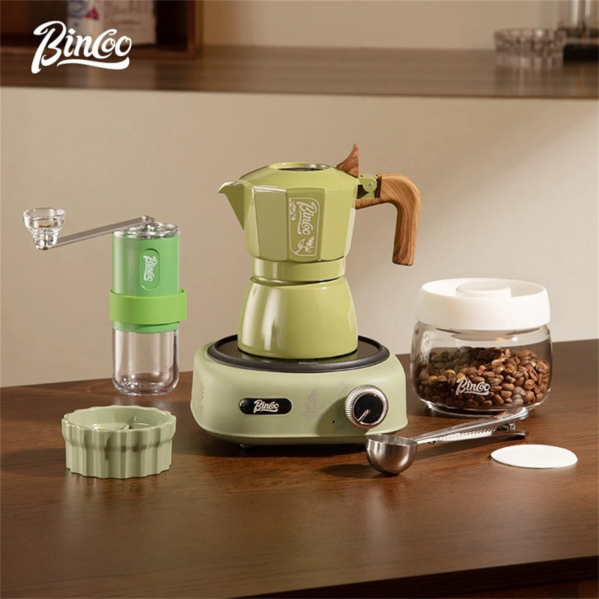 Bincoo 6-Color Moka Pot 2-Valve Espresso Starter Kit Stovetop Espresso Maker Qst