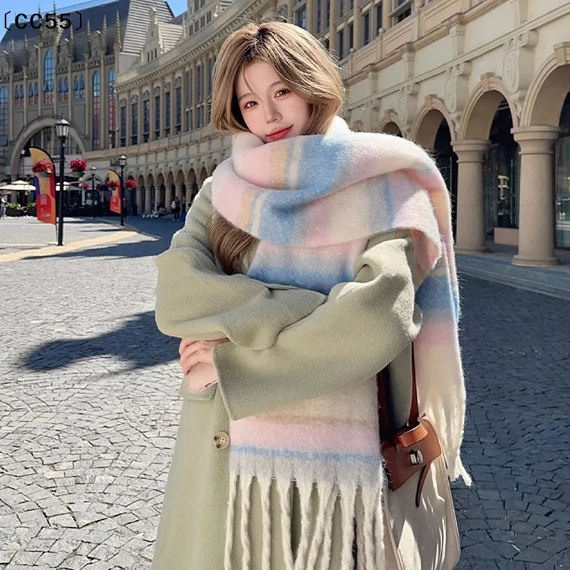 Women's Winter Imitation Cashmere Scarf – Warm Thick Shawl Winter Scarf Shawl Qst