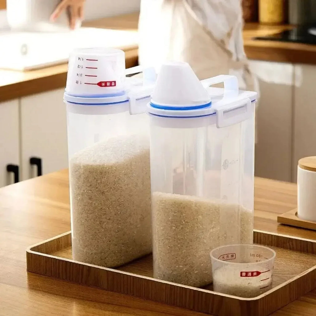 Rice & Grain Food Storage Canister with Measuring Cup Food Storage Canister Qme