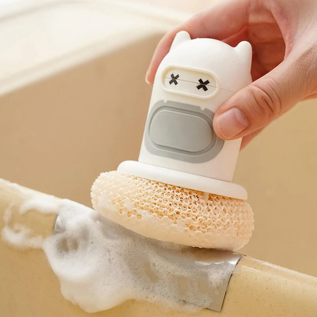 Dish Brush Soap Dispenser – Press Scrub Sponge for Kitchen Dish Scrub Brush Qme