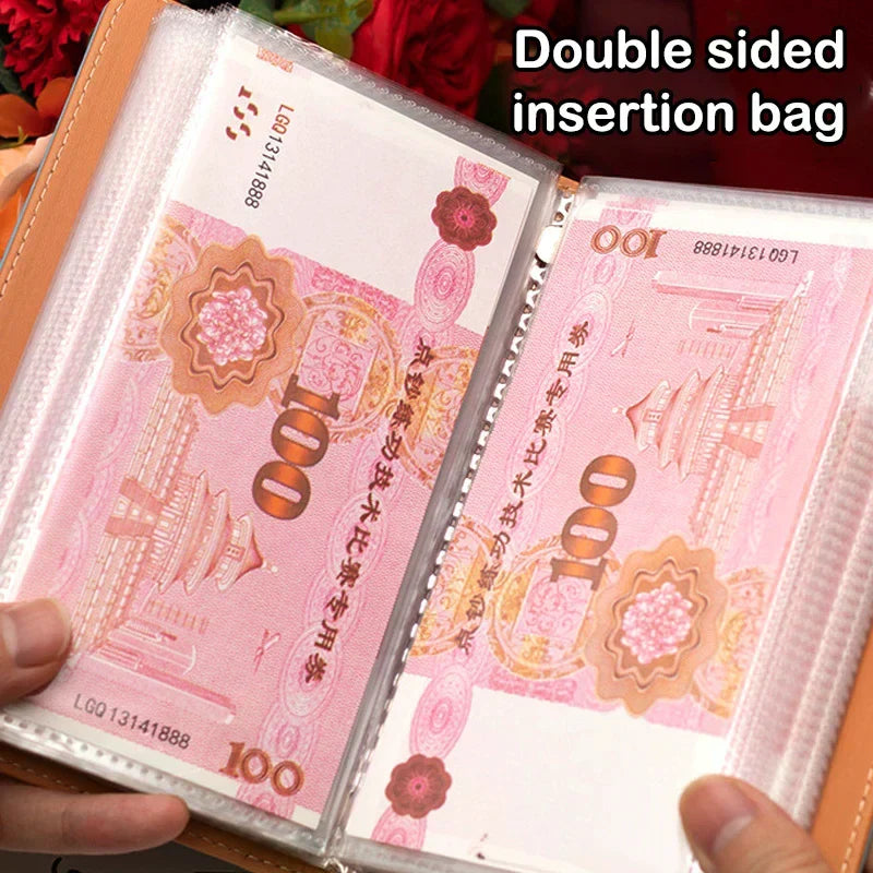 PU Leather Banknote Storage Book – Holds 100 Notes & Photos Collector Storage Album Qme