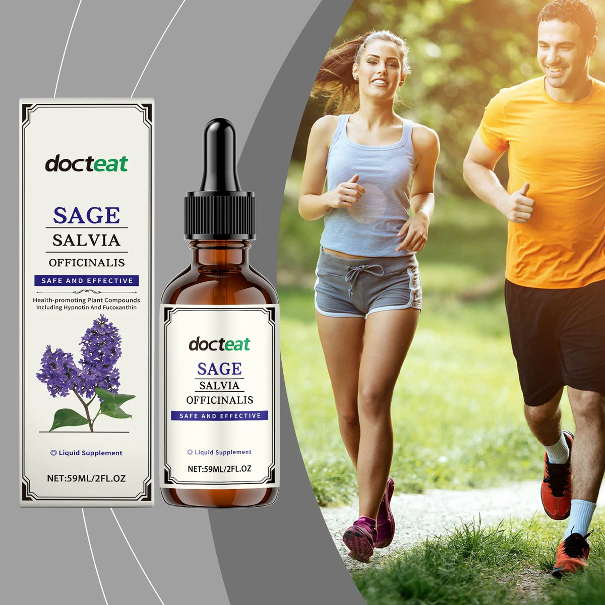 Docteat Sage Extract Drops + Vitamin B1 | 59ml Herbal Supplement Herbal Liquid Supplement Qst