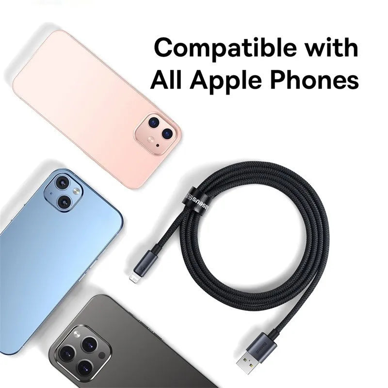 Baseus 2.4A Fast Charge USB Cable for iPhone – Nylon Braid USB Charging Cable Qst