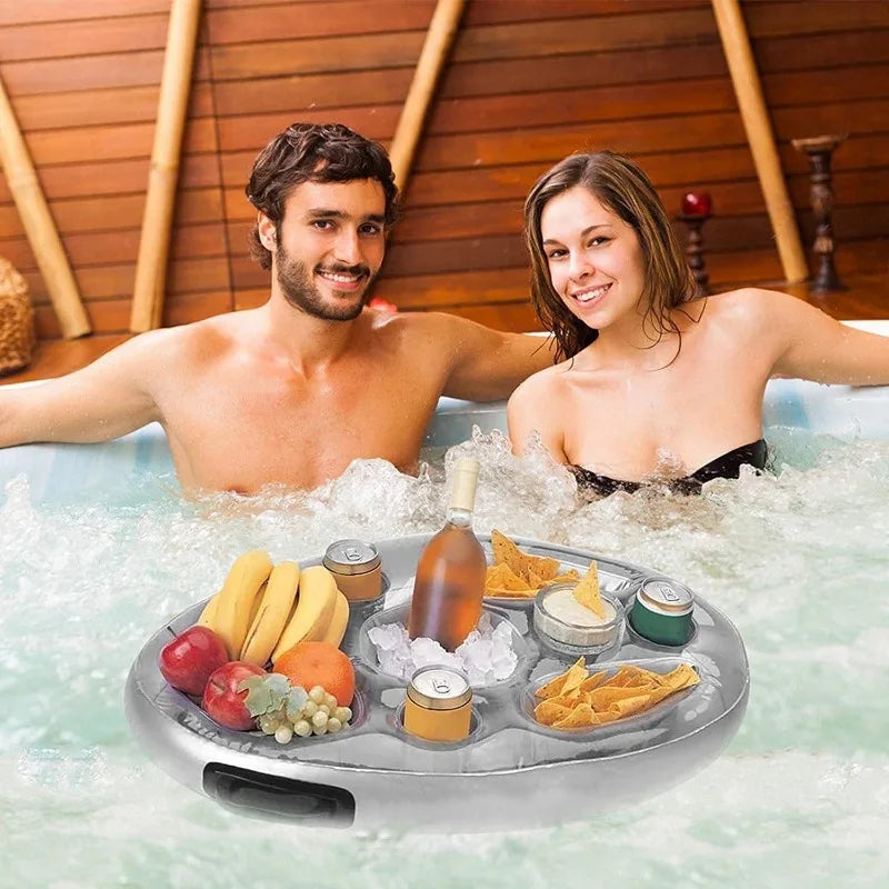 Inflatable Floating Pool Drink Tray & Cooler Rack | PVC Floating Pool Drink Tray Qme