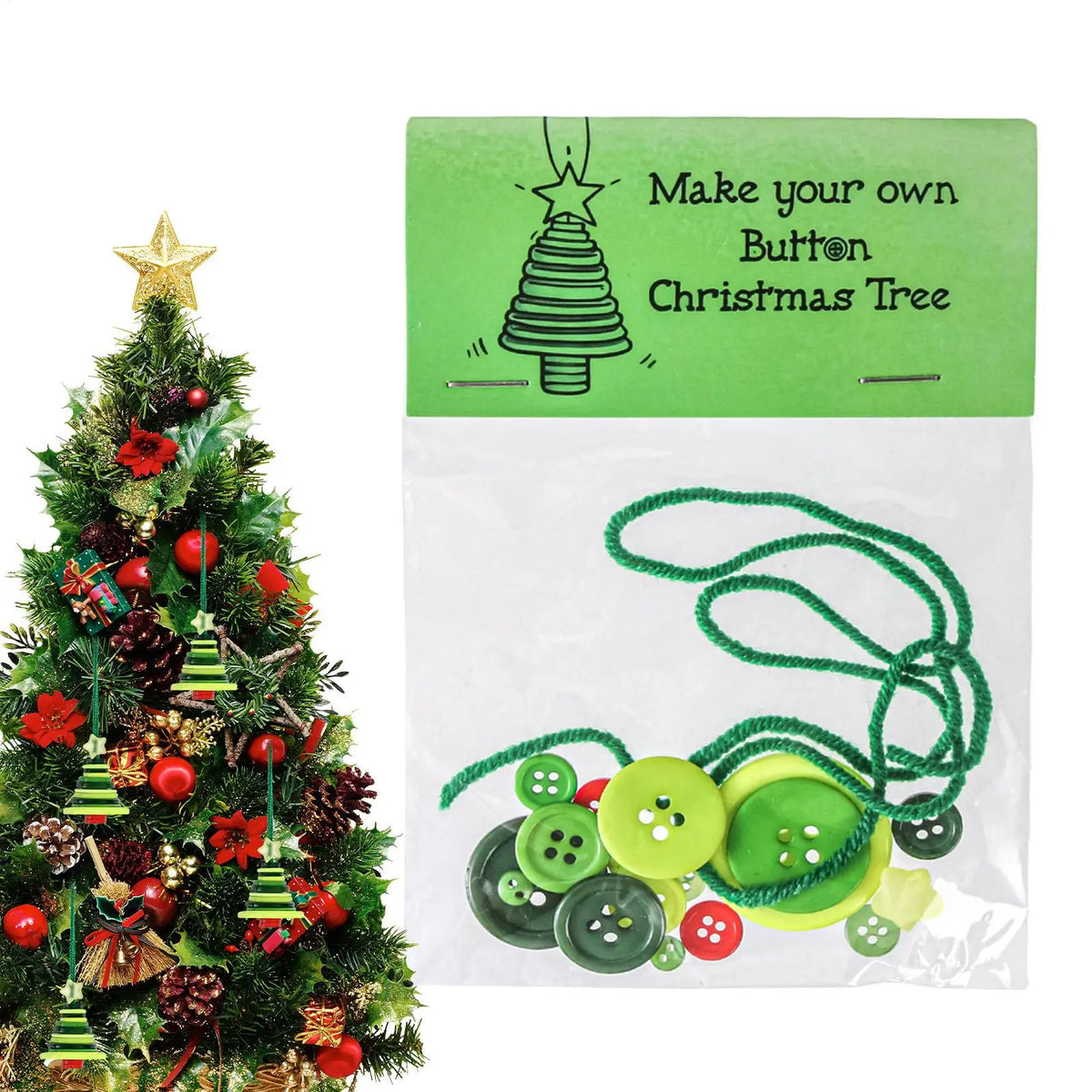 Christmas Tree Snowman Button Pendant Ornament Craft Toy Christmas Ornament Craft Qme