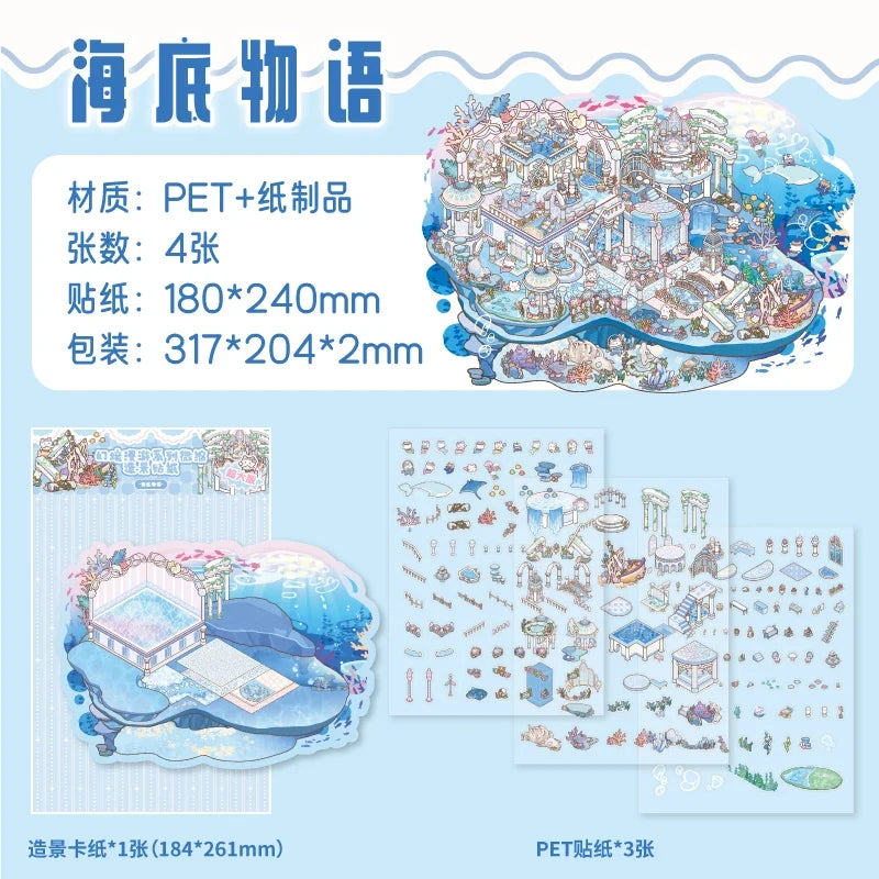 3D Miniature Scene DIY Stickers – Cartoon Cabin Craft Kit DIY Craft Stickers Qme A