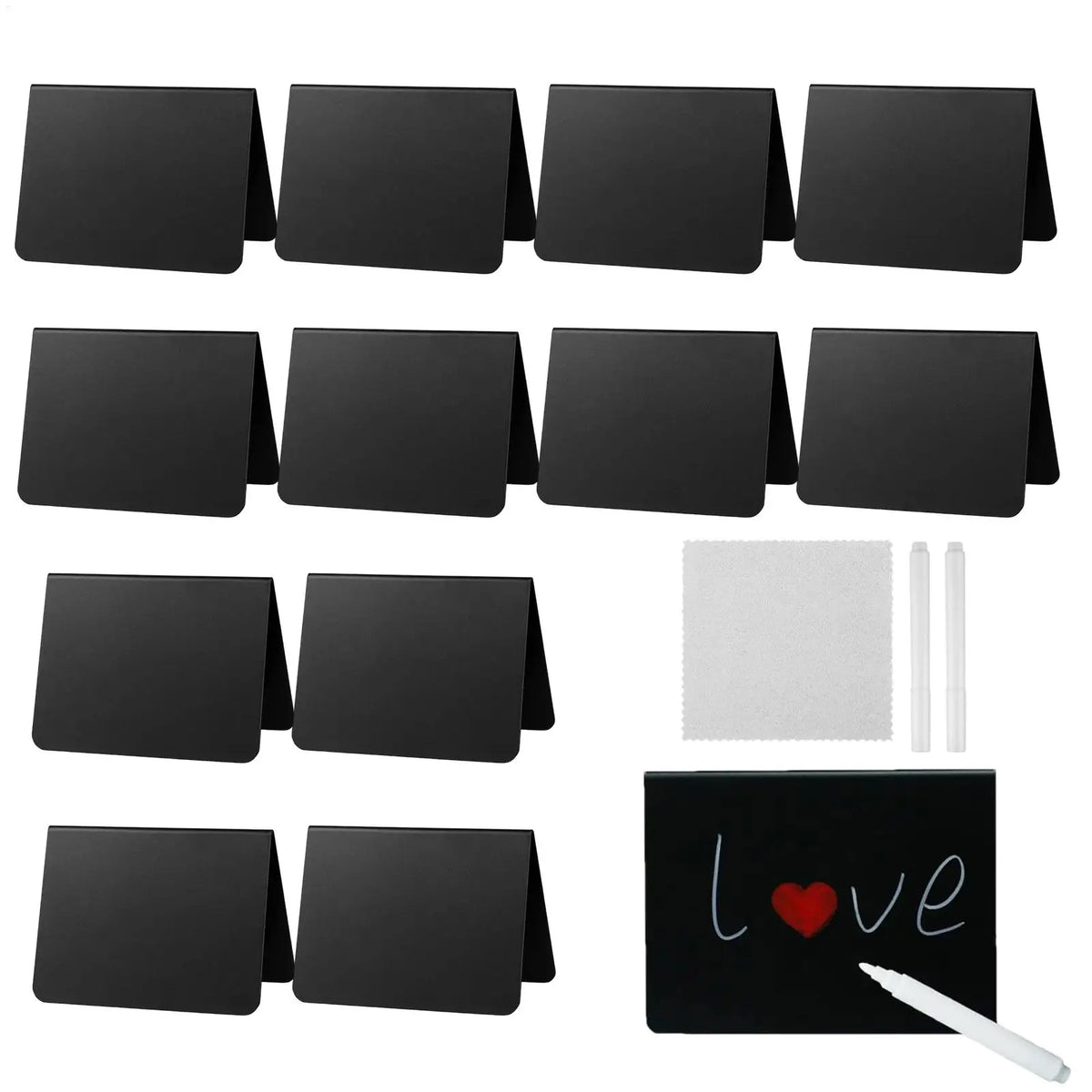 Buffet Food Labels – 12 Acrylic Blackboards, White Pen & Cloth Buffet Display Labels Qme