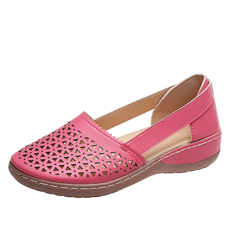 Women's Retro Button Flat Sandals – Mary Jane Plus Size Women's Flat Sandals Qst Rose 40