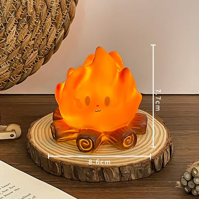 Cartoon Bonfire LED Night Light | Electronic Candle Bedside Lamp LED Night Light Qme YELLOW