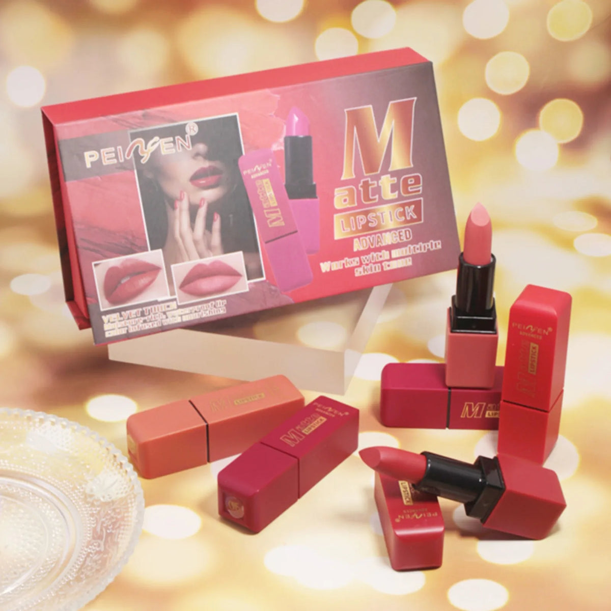 Matte Lipstick Set 6 Colors – Waterproof Long-Lasting | Peinifen Lipstick Set Qst
