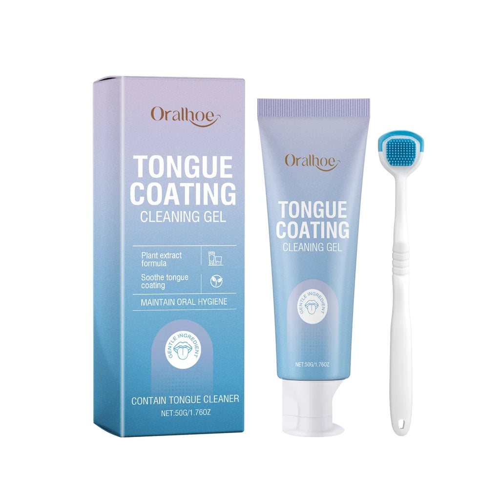 Tongue Cleaner & Coating Gel Set for Fresh Breath | Qme Tongue Scraper Set Qme 1Set Tongue Ceaner