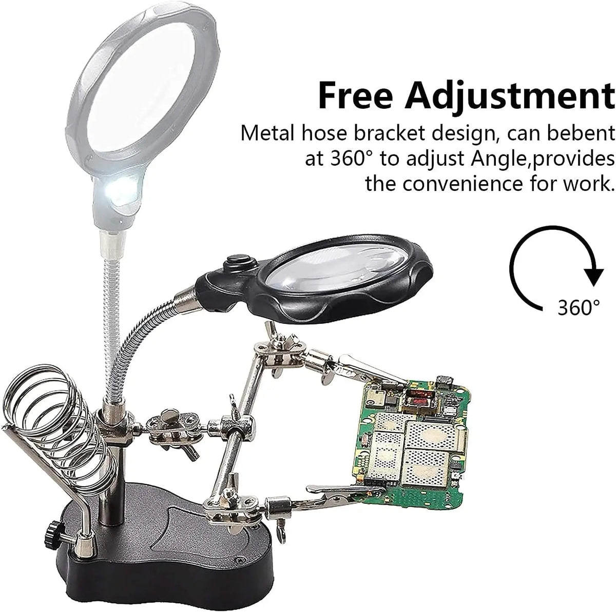 Desktop Magnifying Glass Soldering Station with Helping Hands Magnifying Soldering Station Qme