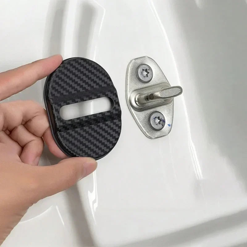 Carbon Fiber Door Lock Covers 4-Pack | Universal Fit Car Door Accessories Qme