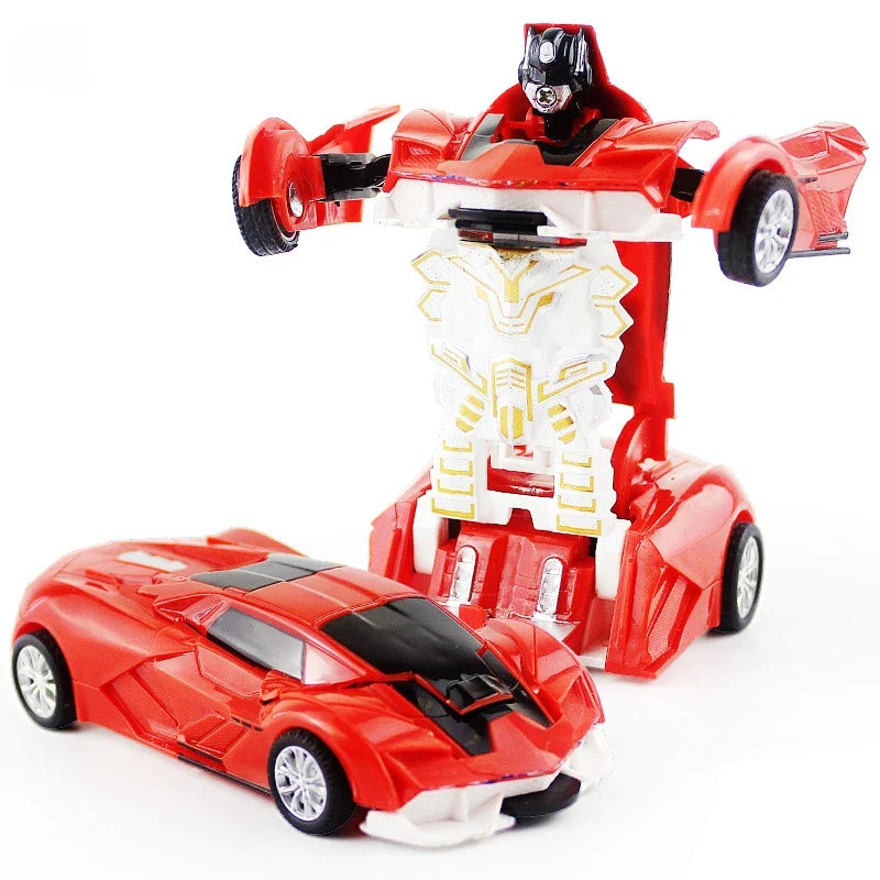 One-Key Transform Robot Car Toy for Kids | 3 Colors Transform Robot Toy Qme Red