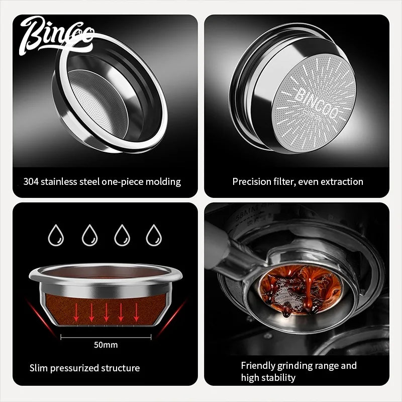 BINCOO 58mm Pressure Portafilter Basket – 51/58mm Espresso Filter Portafilter Basket Qst