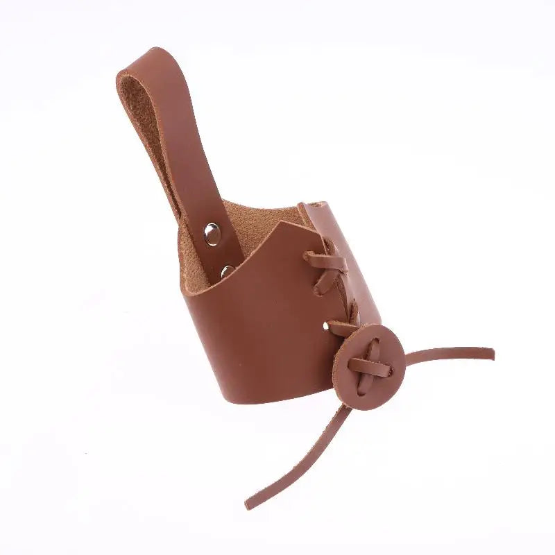 PU Leather Medieval Belt Horn Holder – Adjustable Cup Sleeve Belt Cup Holder Qme