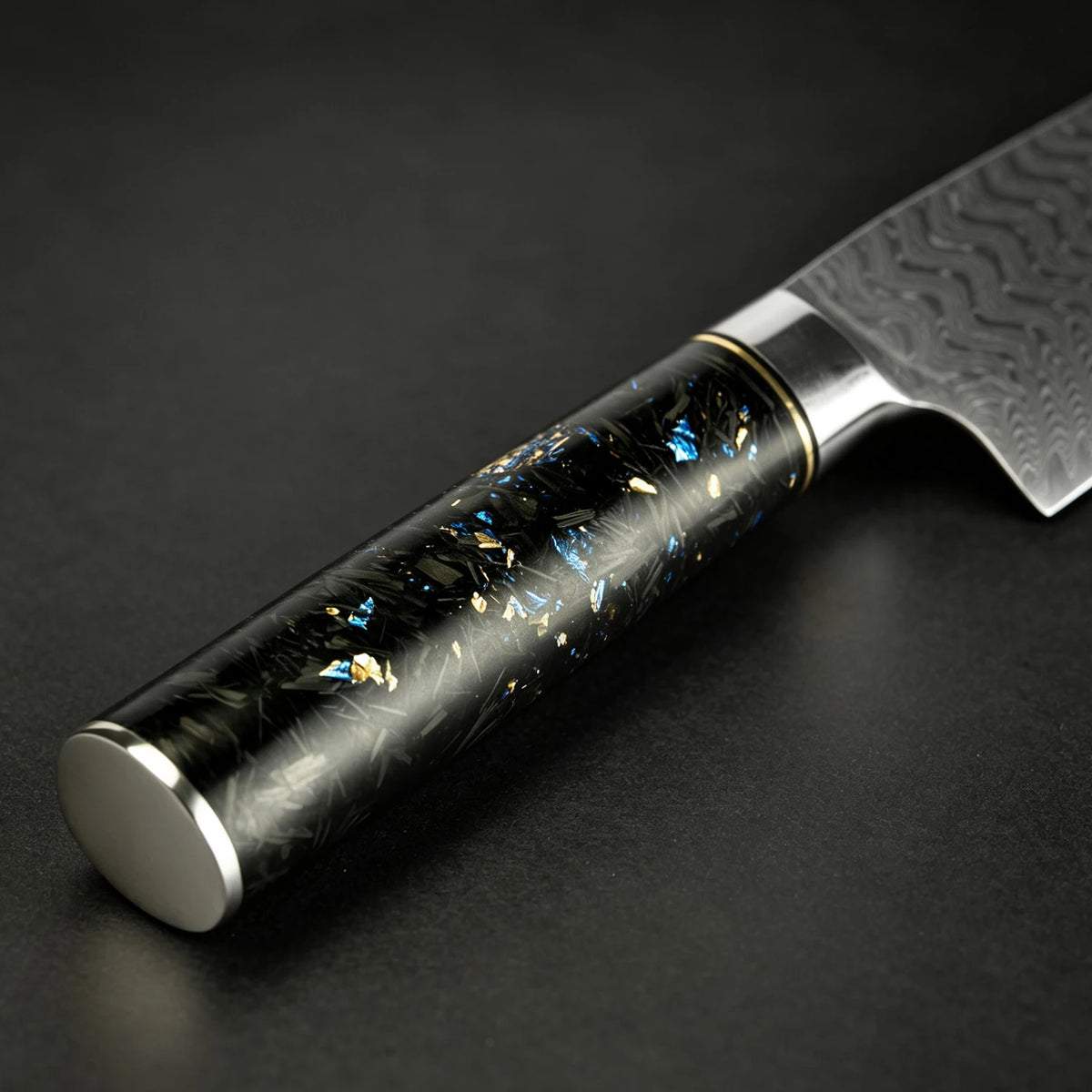 XITUO 7" Damascus Steel Santoku Knife – Carbon Fiber Handle Santoku Kitchen Knife Qst