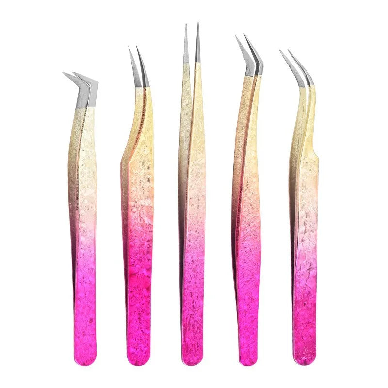 Fiber Tip Lash Tweezers for False Eyelash Extensions Eyelash Tweezers Qst