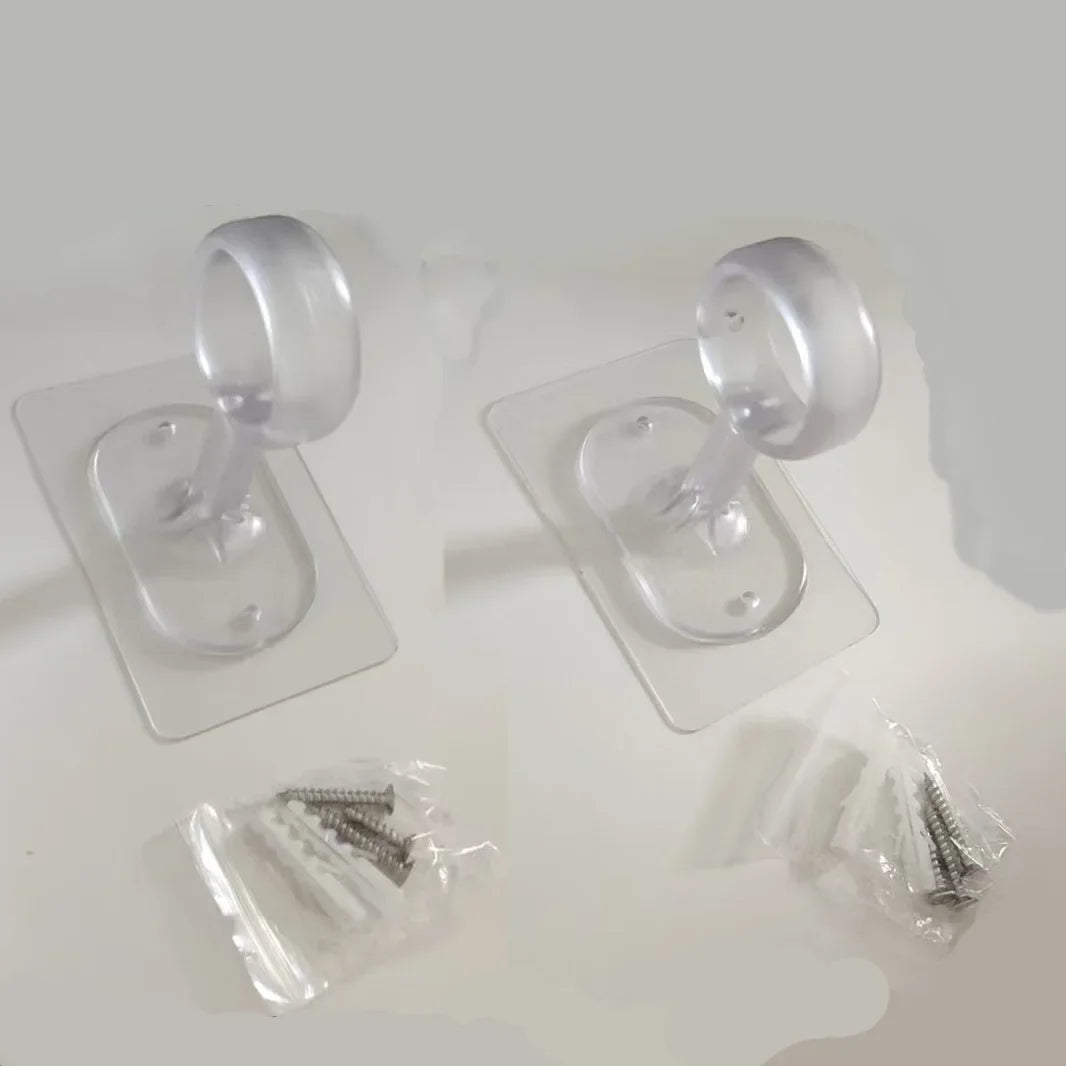 No-Drill Self-Adhesive Ceiling Curtain Rod Bracket | Adjustable Curtain Rod Bracket Qme 2pcs Transparentes