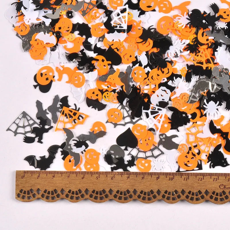 Halloween Spider Web Pumpkin Bat PVC Confetti Table Decor Halloween Confetti Qme mixed