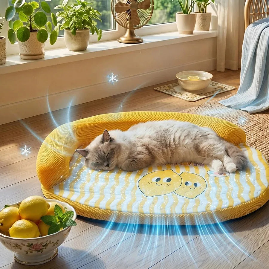 Pet Cooling Sofa Bed – Breathable Washable Mat for Dogs & Cats Pet Cooling Bed Qme