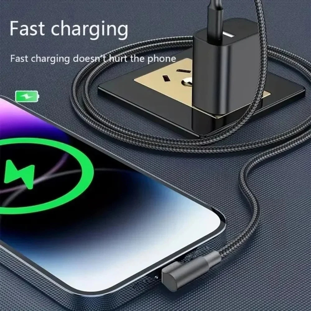 60W 90° USB-C Fast Charging Cable – iPhone 17 16 15 & More USB-C Charging Cable Qme