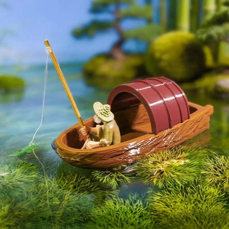 Mini Boat Model Fish Tank Decoration – Floating Aquarium Decor Aquarium Decoration Qme