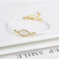 Geometric Leather Rope Braided Shell Bracelet Set of 3 Braided Bracelet Set Qme White