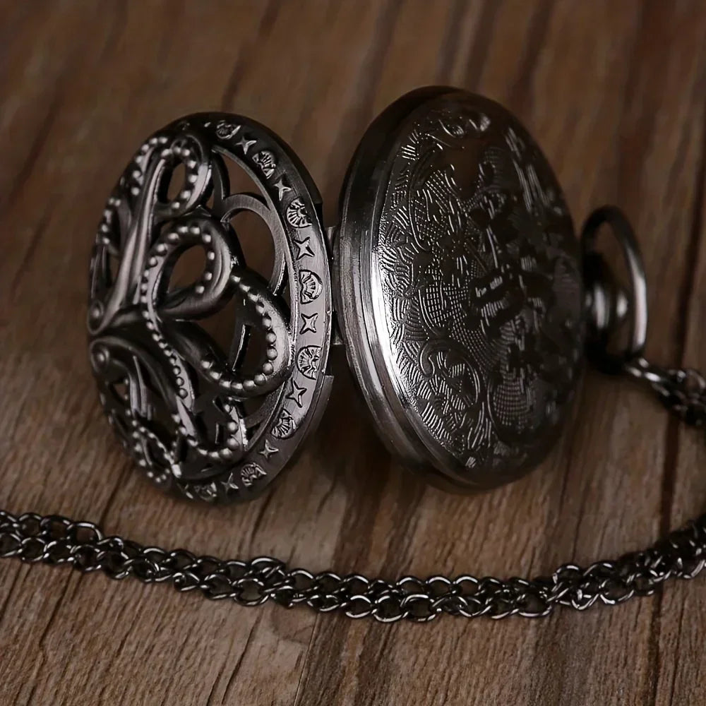Antique Octopus Steampunk Hollow Semi-Hunter Quartz Pocket Watch Steampunk Pocket Watch Qme
