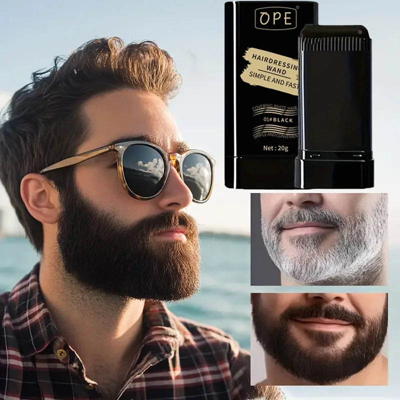 2-in-1 Beard Filler Powder & Styling Brush – Washable Dye Beard Filler Powder Qme