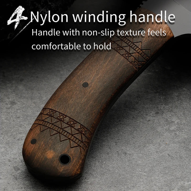 HUANGFU Fixed Blade Camping Knife – Wood Handle | 21cm Fixed Blade Knife Qst