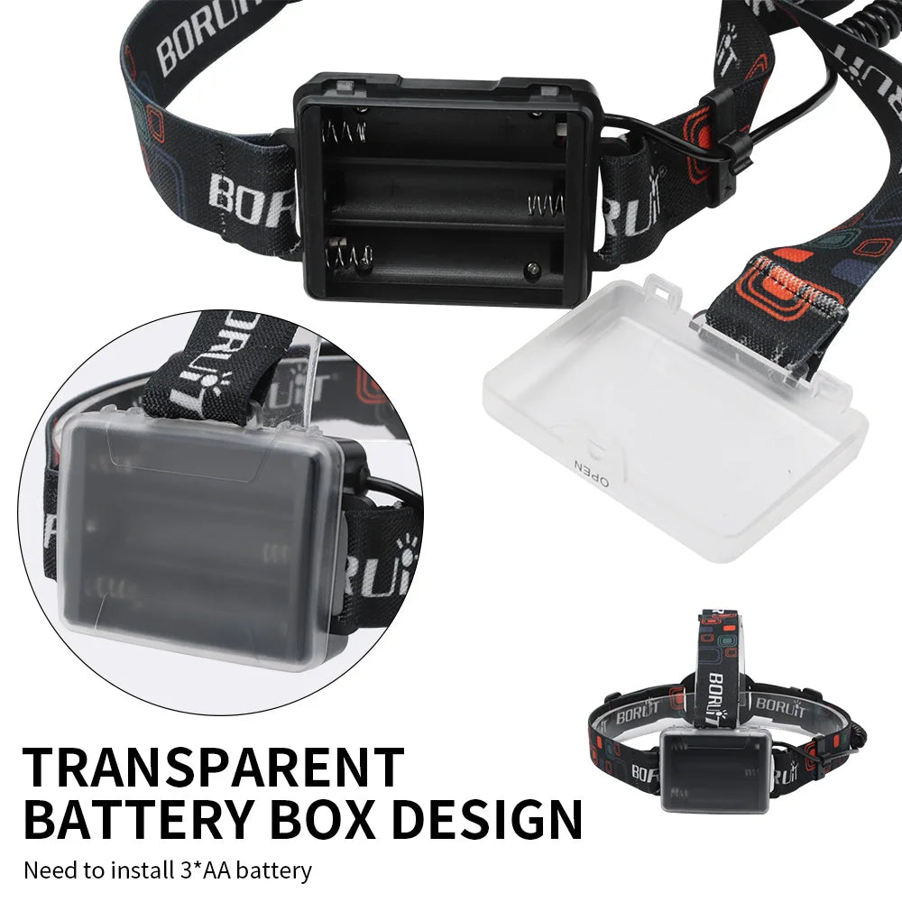 BORUiT 1000LM Zoomable LED Headlamp – IPX5 Waterproof Torch LED Headlamp Qst