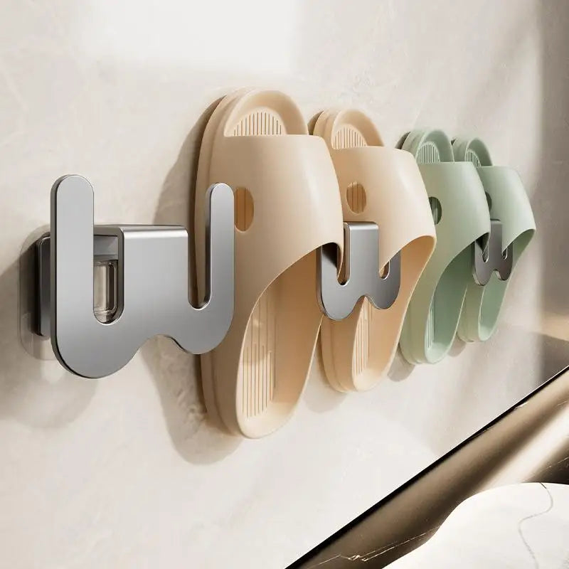 Wall Mounted Shoe & Slipper Rack – No-Drill Door Hook Organizer Shoe Storage Rack Qme