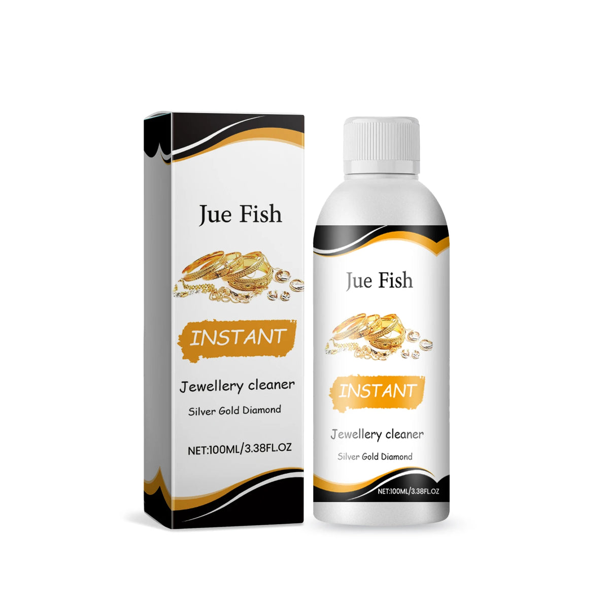 Jue-Fish Jewelry Cleaner & Tarnish Remover Solution 100g Jewelry Cleaner Solution Qst 100ml