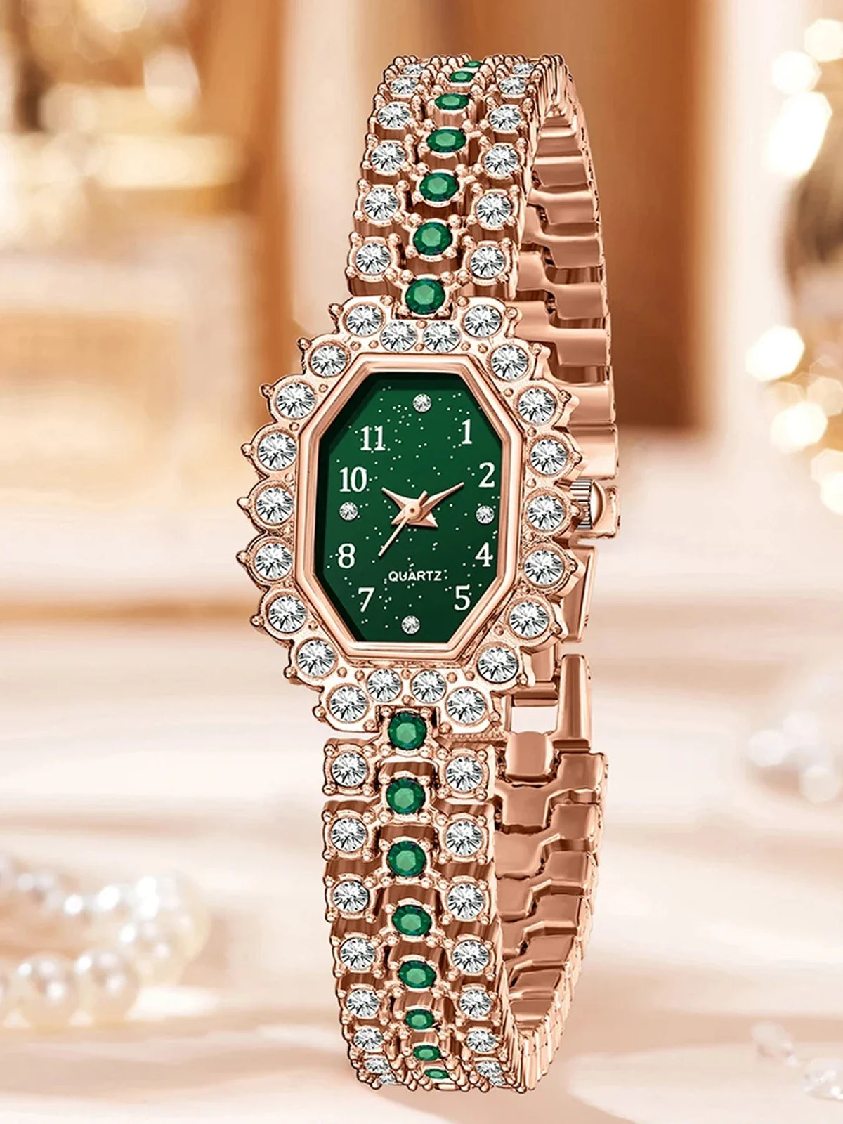 Women's Diamond Studded Square Bracelet Quartz Watch Bracelet Watch Qme