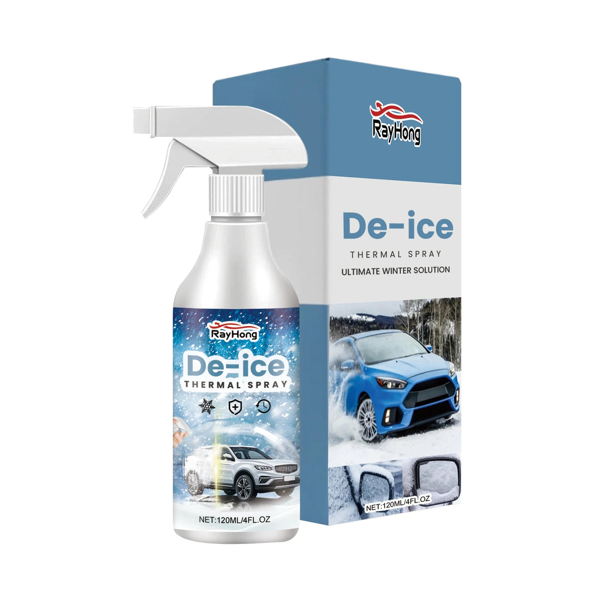 Rayhong 120ml Car De-Icer Spray – Fast Windshield Ice Melt Car De-Icer Spray Qst 120ml x 1 bottle