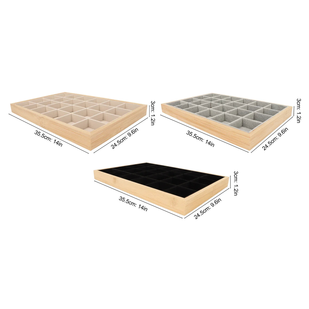 Wood 24-Grid Jewelry Organizer Tray – Rings, Earrings & More Jewelry Organizer Tray Qme