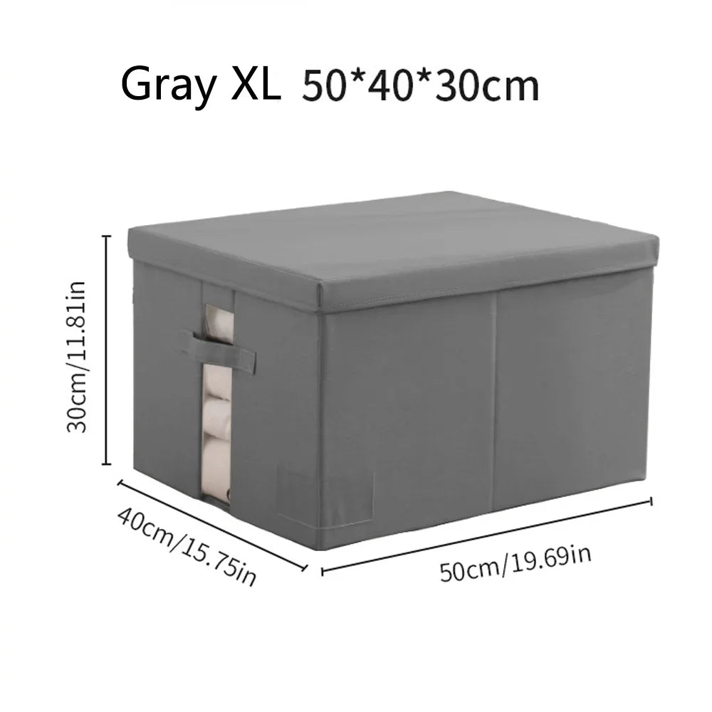 Foldable Cationic Fabric Storage Box – Large Clothes Organizer Foldable Storage Organizer Qme Grey XL