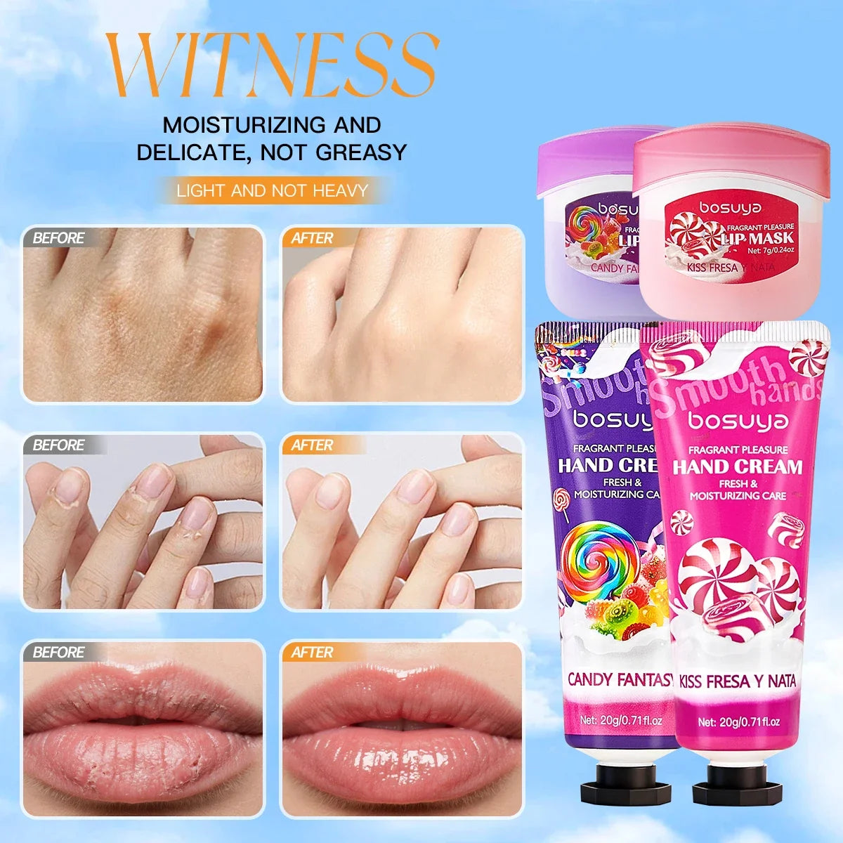 Fragrant Hand Cream & Lipstick Set – Deep Moisturizing Lip Care Hand & Lip Care Set Qme