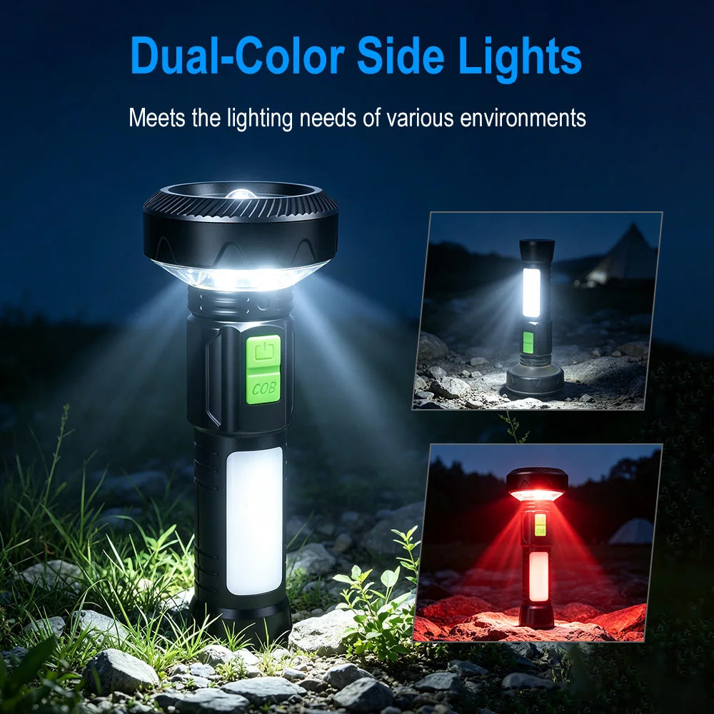 BORUiT LED COB Camping Flashlight – 11 Modes, Magnetic USB-C Camping Flashlight Qst