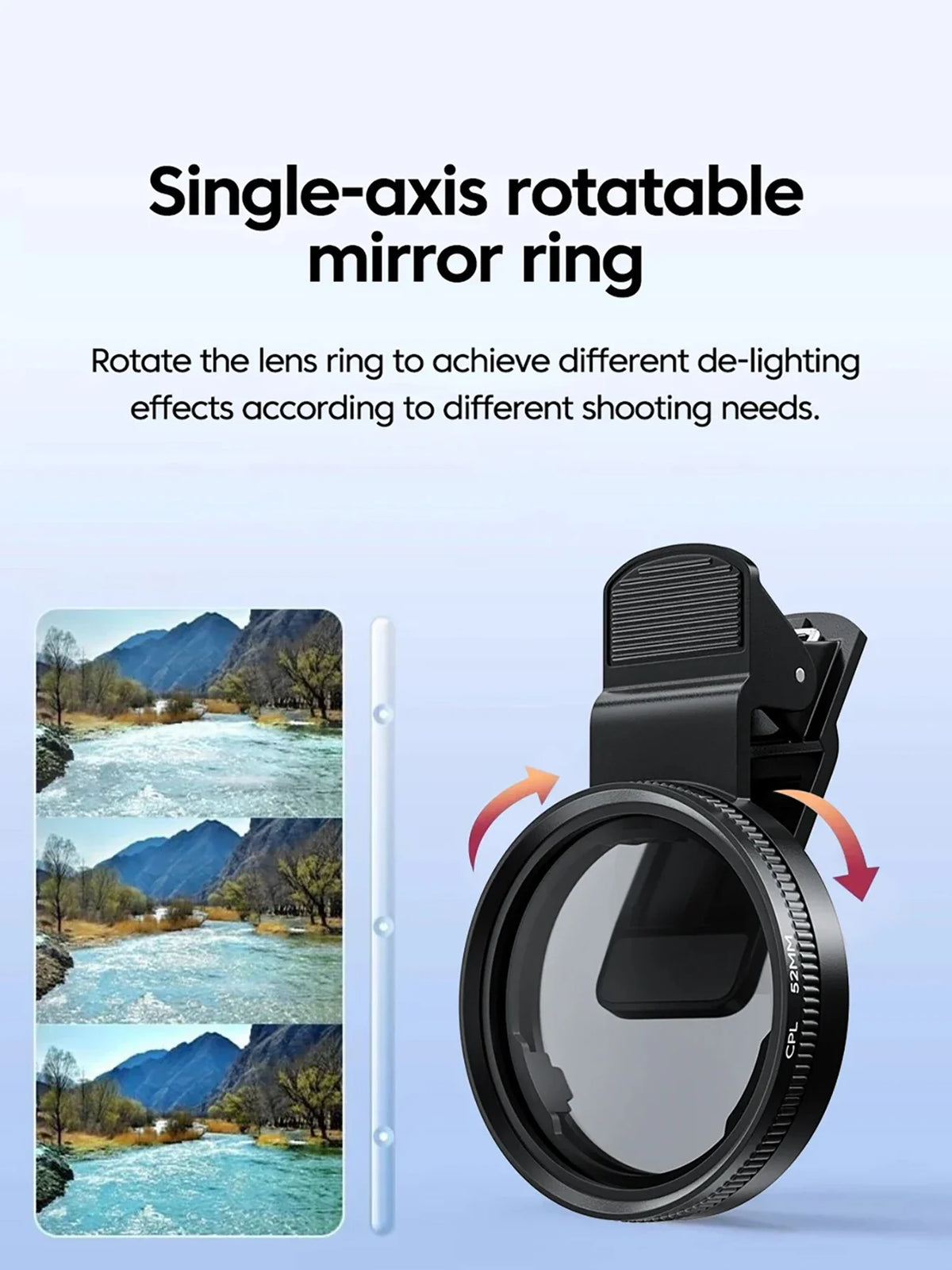 52MM Clip-On CPL Filter | Circular Polarizer Lens for Smartphones Camera Lens Filter Qme