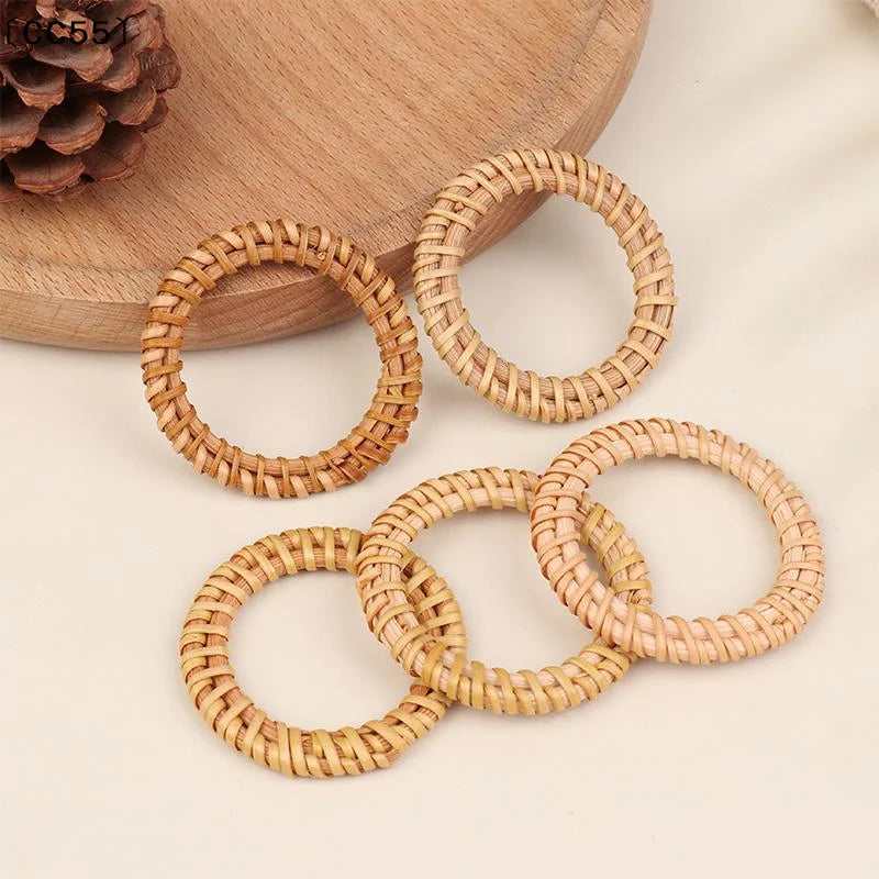 12pcs Bohemian Rattan Napkin Rings – Rustic Woven Holders Napkin Rings Qst