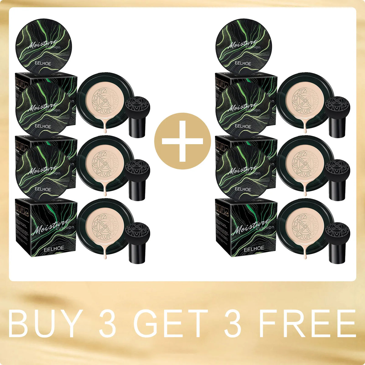 EELHOE Mushroom Head Air Cushion CC Cream – Waterproof Foundation Air Cushion Foundation Qst Ivory Buy3 for 3Free