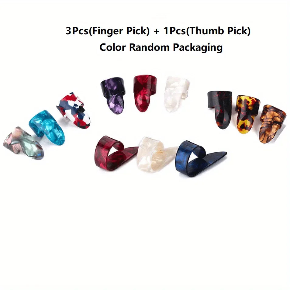 Celluloid Flat Thumb Finger Picks for Guitar & Ukulele – 12 Pack Guitar Finger Picks Qme 4pcs