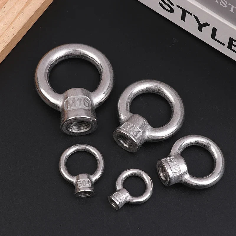 304 Stainless Steel Eye Nuts M6–M16 Japanese Lifting Rings Lifting Eye Nuts Qme