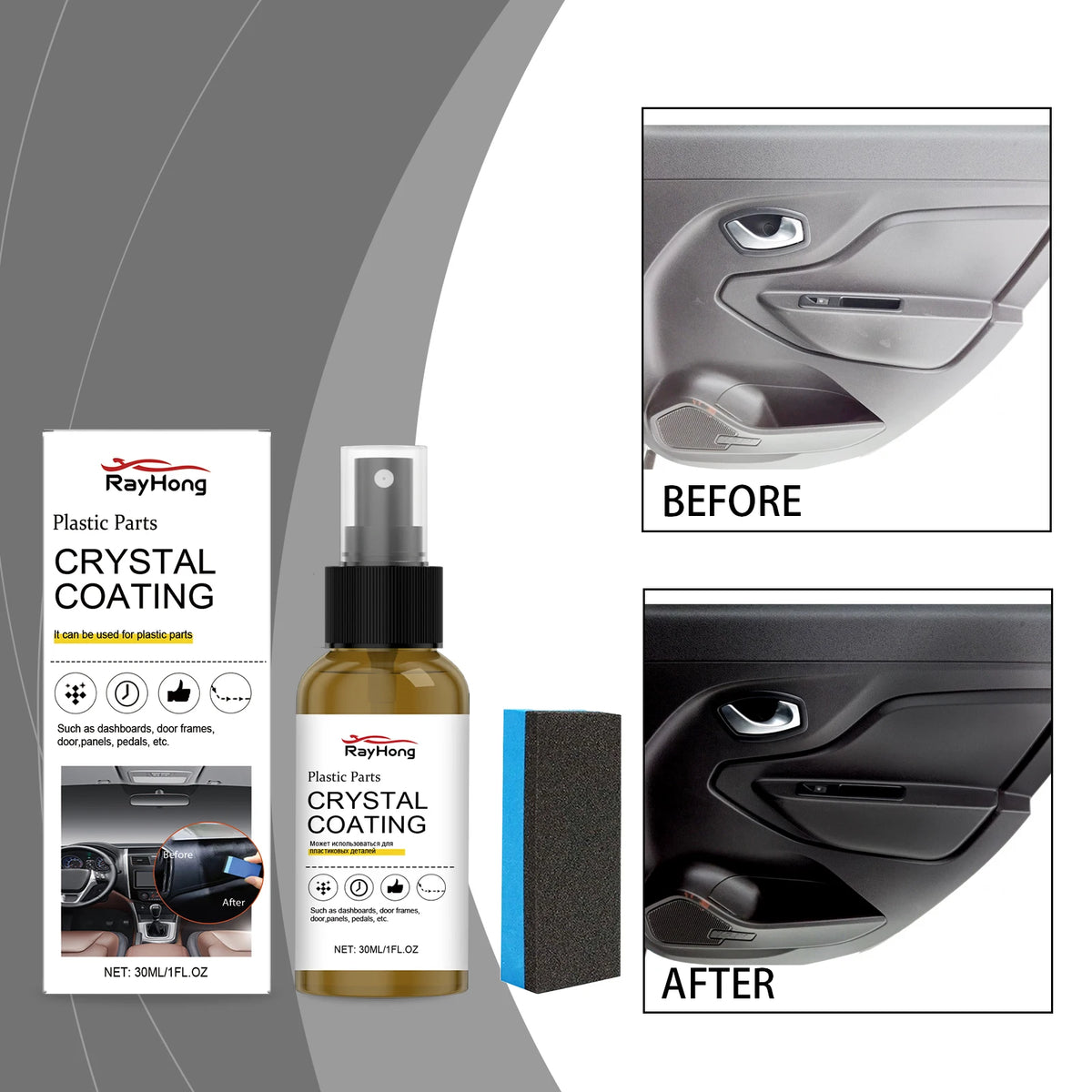 Rayhong Car Interior Plastic Refurbishment & Coating Set Auto Interior Care Kit Qst
