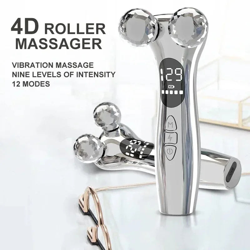 Microcurrent Face Lift Roller Massager | EMS Skin Tightening Facial Massager Device Qst